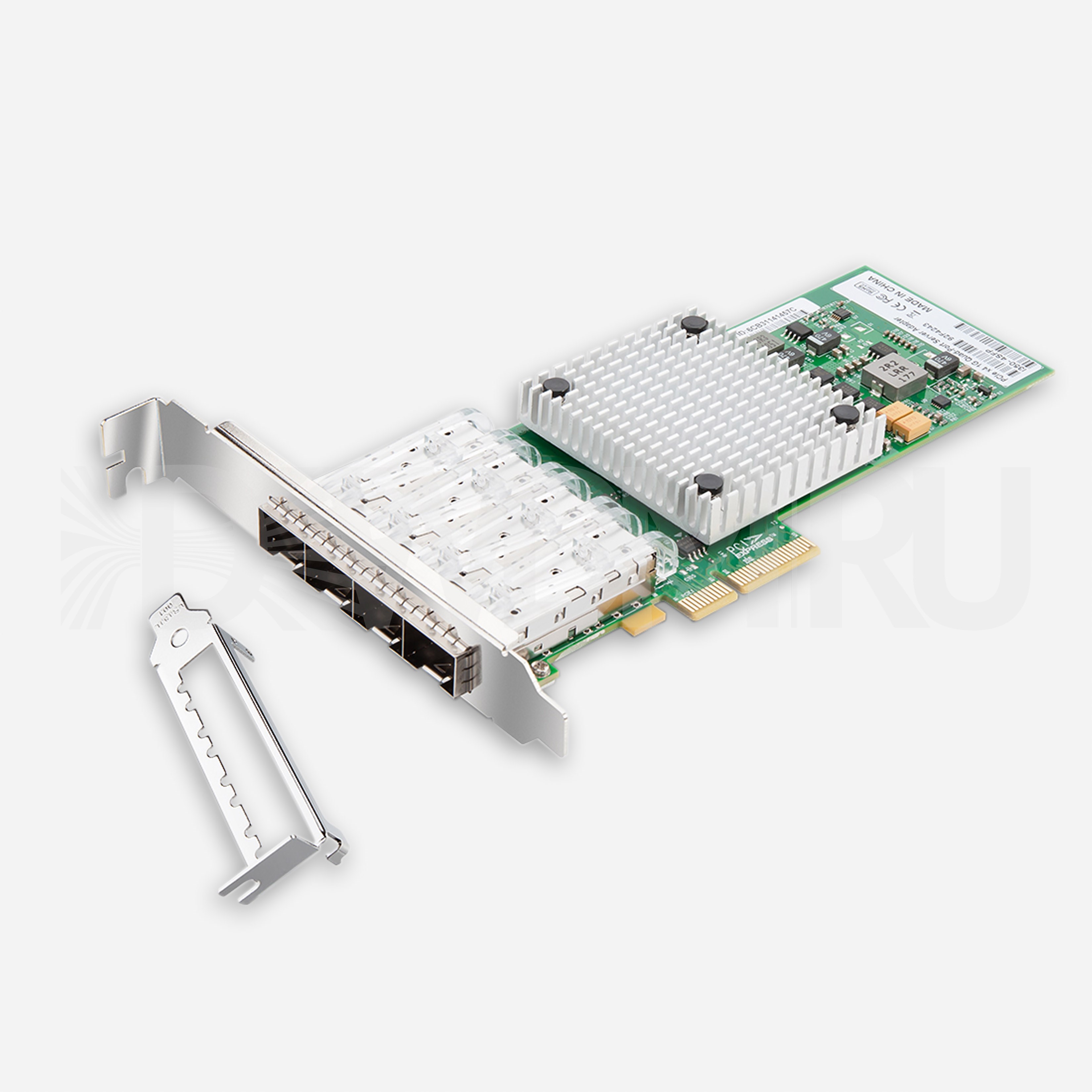 Сетевая карта 1,25 Gb/s (NIC), 4 порта SFP, Intel I350-AM4 Controller, PCIe 2.1 X4 - ДВДМ.РУ (DSO-N-1G4S-I350-X21-4)